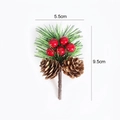 Artificial pine branch with red berries and natural pine cones for Christmas decor - Pine Needle Style