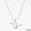 Silver stainless steel water drop necklace with central white pearl and sizing details - Silver