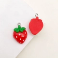 Cute red resin strawberry charms with green leaves for DIY jewelry and keychains - 1pc Red Strawberry (16x25mm)