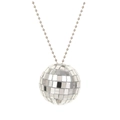 Collana disco punk con sfera a specchio e catena a sfere d'argento per feste - Collana con sfera da discoteca da 4cm