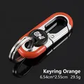 Orange and silver metal keychain with D-ring and double key ring loops in 6.5cm size - With Logo / Orange