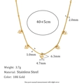 Detailed 18K gold plated stainless steel necklace with size dimensions and 40cm chain length - Square Geometric Pendant Style (Gold-14)