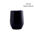 Insulated 12oz stainless steel egg shaped wine tumbler in matte black finish with lid - Matte Black