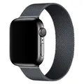 Space gray metallic Apple Watch with black Milanese magnetic loop strap for a sleek look - 38 Space Gray / 38/40/41/42mm