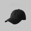 Berretto da baseball vintage in cotone nero con dettagli usurati e corona morbida - L (58-60cm) / Nero