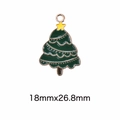 Green and gold enamel Christmas tree pendant with yellow star for DIY jewelry - 43# Christmas Tree