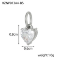 Polished silver heart pendant with white zircon, measuring 0.8cm by 0.6cm in size - Steel Color Clear Zircon Pendant