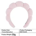 Pink sponge cloud headband detail showing dimensions of 17cm x 18cm x 4cm for women - 11-light Pink Terry Cloth Headband