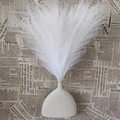 Minimalist white faux pampas grass bouquet in a matte ceramic vase for home decor - White