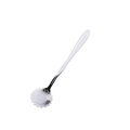 Silver stainless steel coffee spoon with sunflower shaped head on white background - Silver / Sunflower