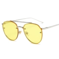 Classic aviator sunglasses with silver metal frame and bright yellow transparent lenses - Silver Frame Yellow Lens