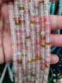 3x6mm natural stone rondelle beads in pink and amber for DIY jewelry making - Watermelon Skin (Striped)