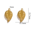 Golden leaf pendant in stainless steel with 23.7mm height and vein texture detail - Textured Leaf 556 / Gold