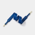 Electric blue crocodile texture wide shoulder strap with elegant gold lobster clasps - Blue Gold Buckle