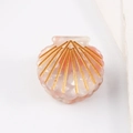 Pinza para el cabello de concha con mármol rosa y blanco y líneas doradas elegantes - Rosa Naranja Blanco Mármol
