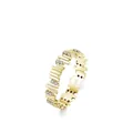 Minimalist S925 sterling silver geometric gear ring with sparkling pavé zircons - US Size 5 / Gold Geometric Gear Style (RHR652G)