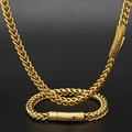 6mm gouden roestvrijstalen Spiga ketting met veersluiting voor heren in hiphop-stijl - 7 inch Armband (17.78cm) / Gouden Textuur Sluiting