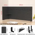 Matte black desk pegboard organizer system with four panels and mounting hooks - Square Board Set 2 L-Clamp / Black