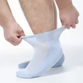 Light blue diabetic socks with elastic non-binding cuff and breathable mesh design - Blue