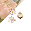 White and yellow daisy enamel alloy charm with golden edge and textured back for DIY jewelry - White