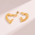 Pendientes de corazón en acero inoxidable bañado en oro de 18K con contorno irregular - Pendientes de corazón sencillos / Dorado