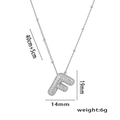 Silver F-letter necklace with micro-pave cubic zirconia, 19mm pendant on 40+5cm chain - Steel Color Letter F with Zirconia