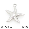 Silver stainless steel starfish pendant 17x15mm ocean style jewelry accessory - Silver Sea Star (KLJ9932-Z)