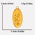 Dettaglio delle dimensioni del ciondolo in acciaio dorato con motivo floreale vintage - S2045-Oro / Oro