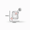 Star-shaped silver cartilage earring with rectangular zircon and pink enamel stars - Pink Star Silver Base (0165-3# Silver Pink)