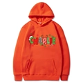 Bright orange Christmas hoodie featuring Charlie festive graphic print for couples - Orange