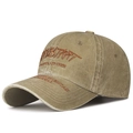Casquette baseball vintage en coton délavé kaki avec broderie 3D et style rétro - Réglable / Beige