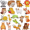 Zoo animal theme iron-on embroidery patches set featuring 16 different cartoon designs - Zoo Animal Theme Patch Collection