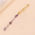 Golden spiral hair braid ring featuring raw purple amethyst stone pendant in ethnic style - Dark Purple Long E9305