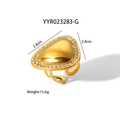 Gold stainless steel triangle ring with sparkling crystal pave and adjustable band - Gold Triangle Adjustable Ring (YYR023283-G)