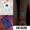 Luminous blue waterproof tattoo sticker Hi-035 with unicorn, rose and heart patterns - Hi-035 (Romantic Symbols)