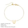 14k gold-plated stainless steel anklet with letter U charm, adjustable 23cm length design - Letter U / Gold