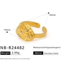Makroaufnahme des 18K vergoldeten Edelstahl-Seestern-Rings mit klarem Strassstein-Detail - Zirkonia-Eingelegter Scheibenstil (NB-R24482)