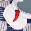 Fun 3D simulation red chili pepper hair clip with a glossy finish and black metal duckbill clip - Chili
