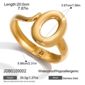 Golden stainless steel oval spring bangle for women, waterproof and hypoallergenic finish - Oval Decoration Style (JDB0109002)