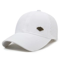 White breathable baseball cap with metal HEYHAT CLASSIC badge and laser-cut vents - Adjustable / White