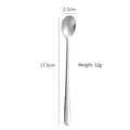 Polished silver stainless steel long handle mixing spoon with 17.5cm length and 12g weight - 17.5cm / Silver