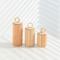 Three-piece solid wood ring displays with gold zircon rings under elegant shadow light - Three-Piece Set / Beige Velvet Plane 3-Piece Set
