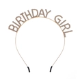 Gold Birthday Girl headband with sparkling rhinestones for parties and weddings - Gold