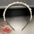 Silver crystal crown headband featuring handmade transparent natural raw stone shards - Clear Quartz + Silver Band