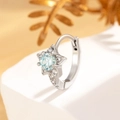 Star-shaped silver earrings with central blue zircon and sparkling crystals on stone base - Single Piece / Light Blue (A345-3#)