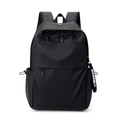 Large capacity black nylon backpack for laptops and travel featuring a minimalist design - 7703 Black (With Orange Tag)