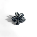 Minimalist plumeria hair claw clip with dark grey marble finish for women's updos - Frangipani Hair Clip / 4x3.6x2.6CM / Black and Grey Leopard Print