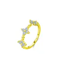 Goldener Ring aus S925 Sterlingsilber mit edlen hellblauen Kleeblatt-Blüten aus Opal - US Größe 5 / Gold