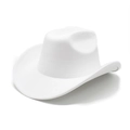Detailed view of white western cowboy hat with a wide brim and textured felt finish - M (56-59cm) / White (Suede)