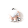 Anhänger Cartoon-Elefant in Rosa und Weiß aus Emaille für DIY-Kinderschmuck - Rosa Versilbert